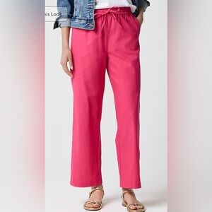 J. Crew Linen Blend Slim Wide-Leg Pants in "Snapdragon" - Size 6 - NWT
